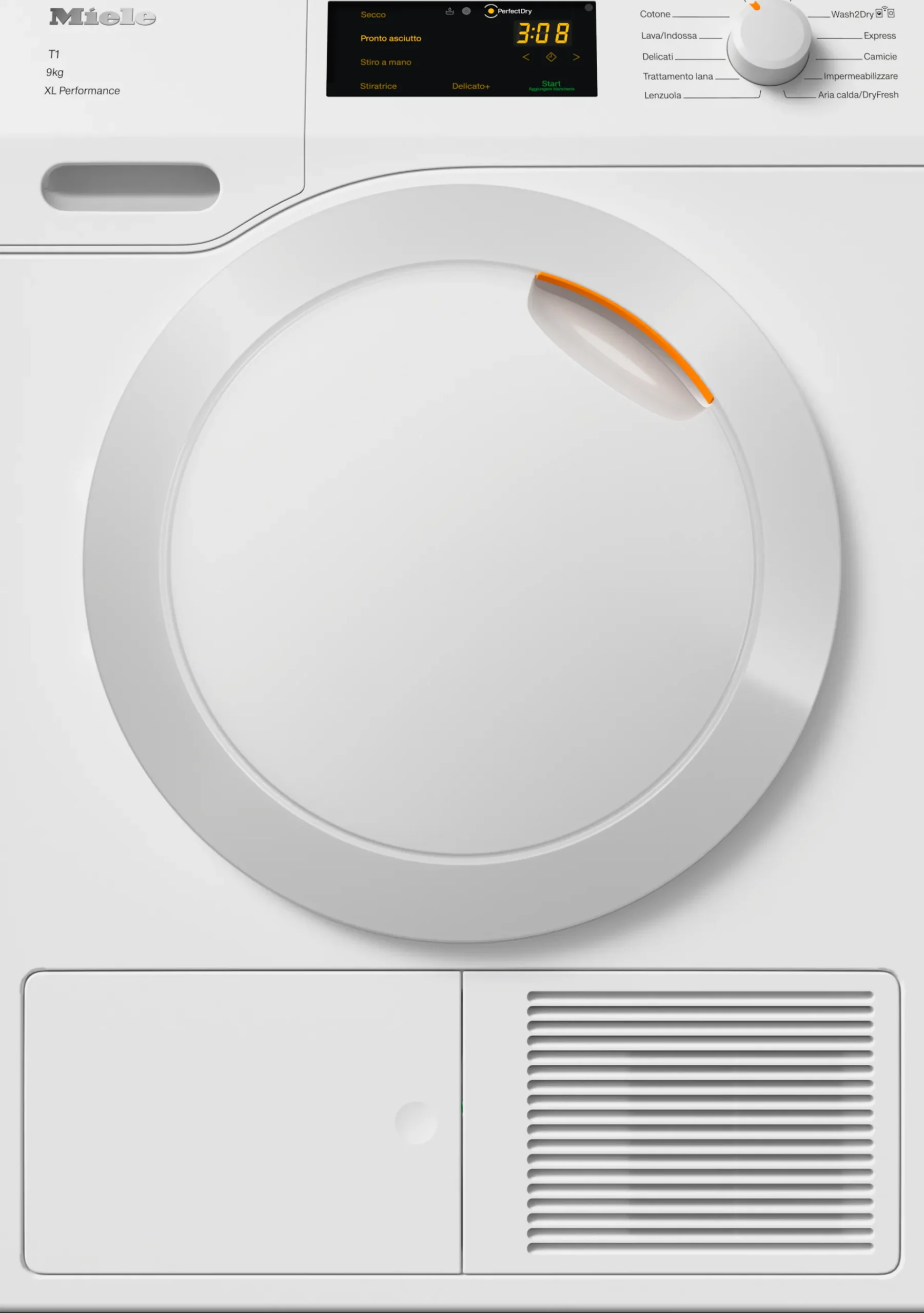 tccwp_kg_bianco_loto_1.webp Miele Asciugatrici | TCC374WP 9kg bianco loto